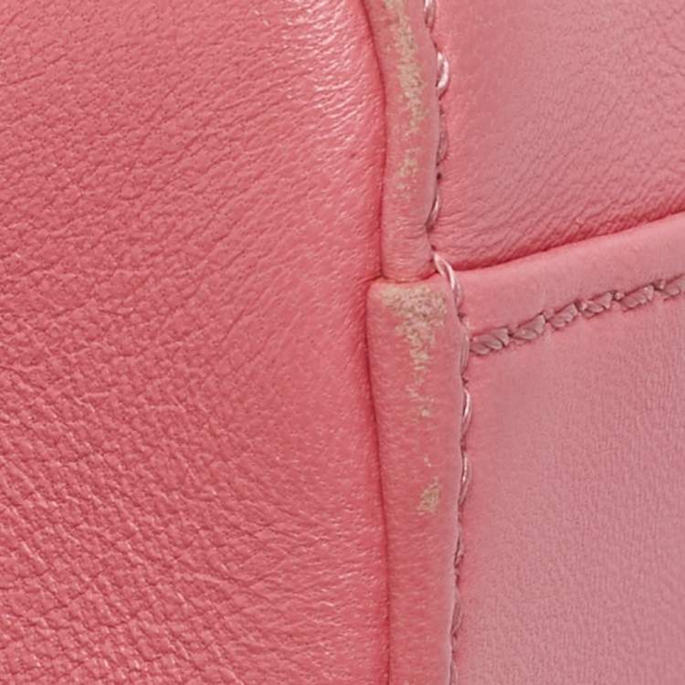 Pre Owned Fendi Pink/Green Leather Mini Peekaboo Top Handle Bag
