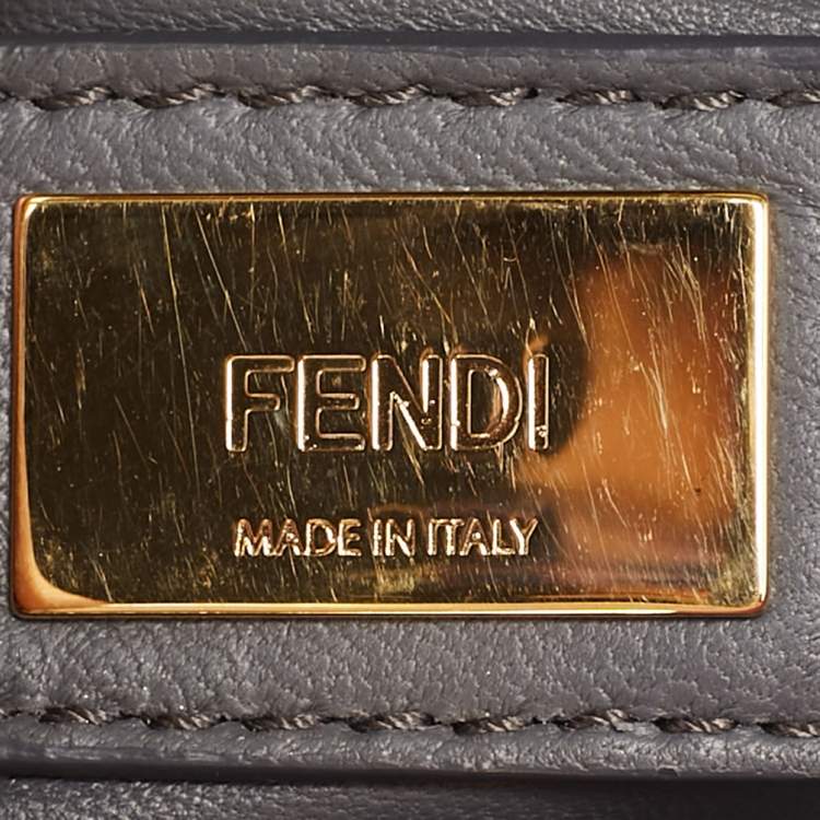 Pre Owned Fendi Pink/Green Leather Mini Peekaboo Top Handle Bag