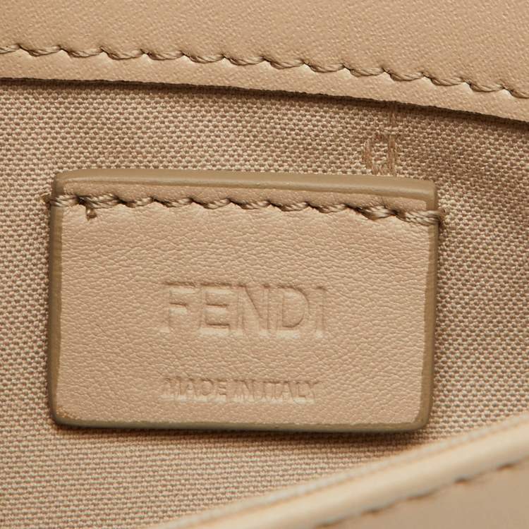 Pre Owned Fendi Beige Leather Studded Flap Wallet on Chain 