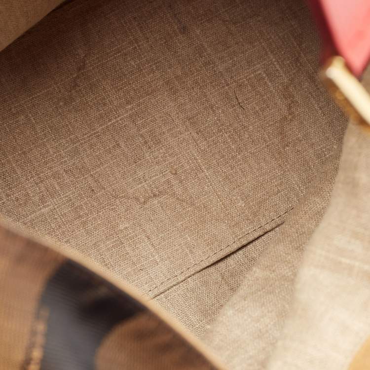 Pre Owned Fendi Tobacco/Red Pequin Stripe Canvas and Leather Hobo