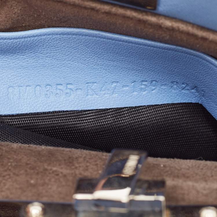 Pre Owned Fendi Light Blue Leather Micro Peekaboo Top Handle Bag