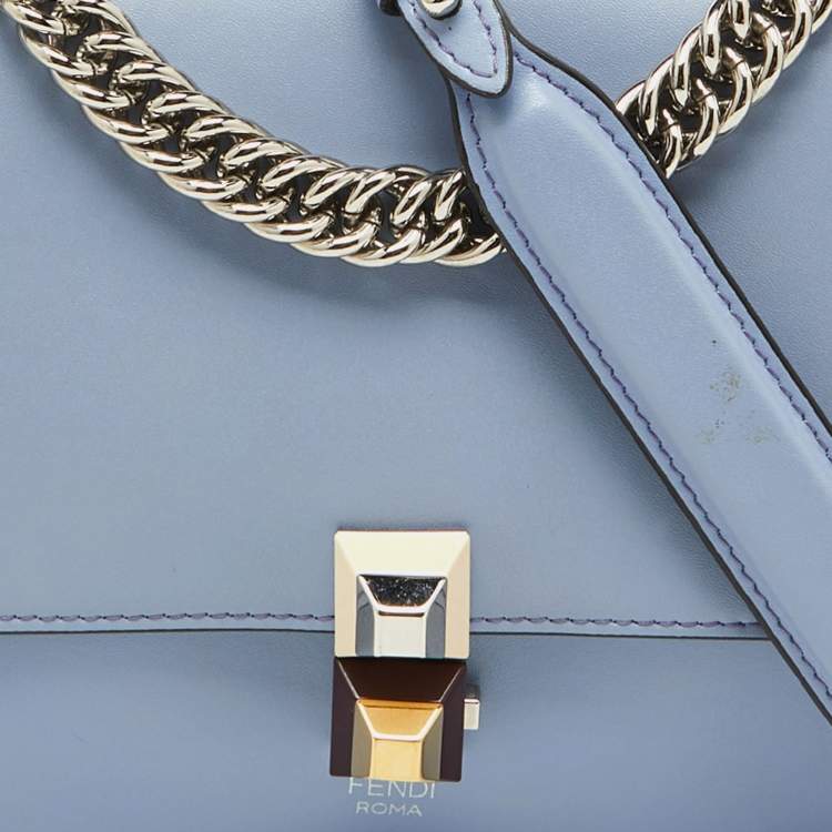 مملوكة مسبقًا Fendi Light Blue Leather Small Kan I Flap Shoulder Bag