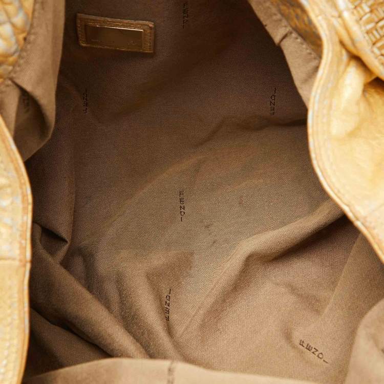 Pre Owned Fendi Metallic Gold Textured Leather Spy Hobo