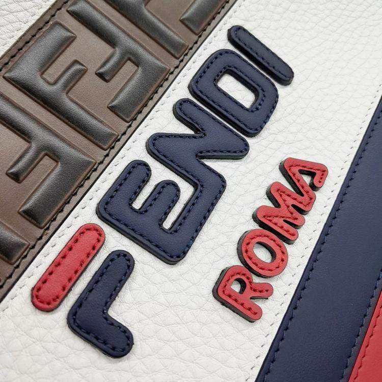 Pre Owned Fendi X Fila White Leather Clutch
