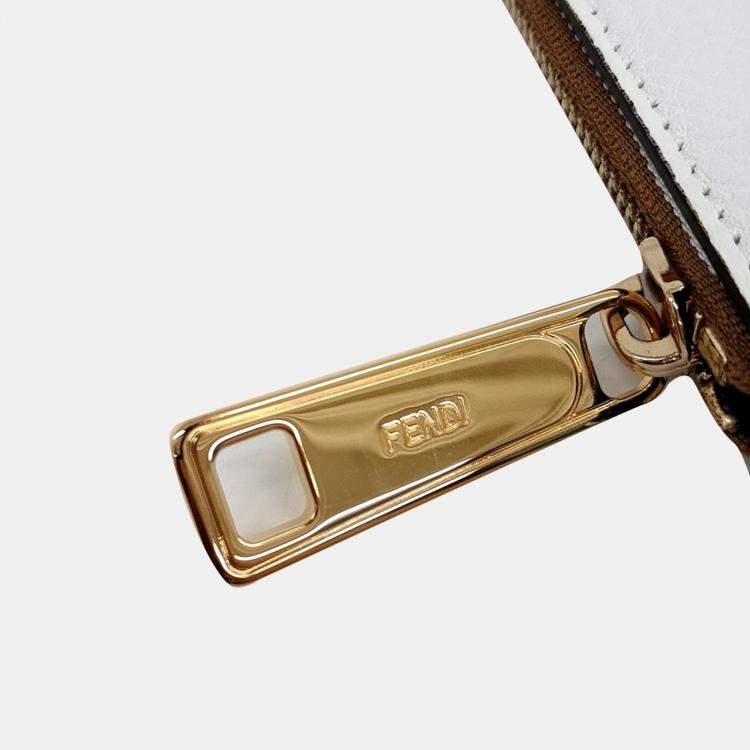 Pre Owned Fendi X Fila White Leather Clutch