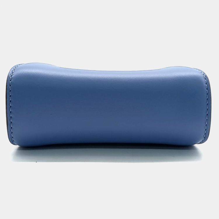 Pre Owned Fendi Blue Leather Nano Peekaboo Crossbody Bag
