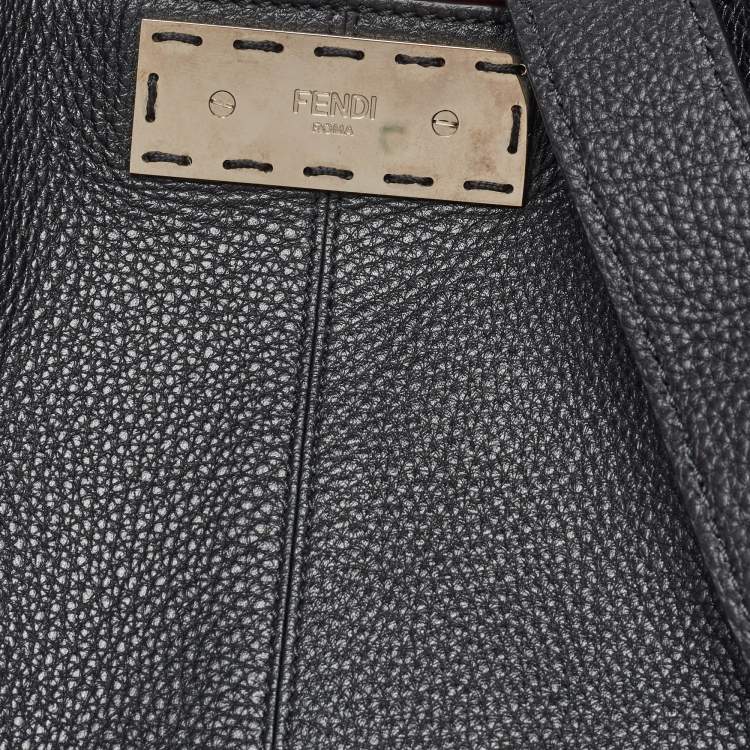 Pre Owned Fendi Black Leather Peekaboo X-Lite Fit Shopper Tote