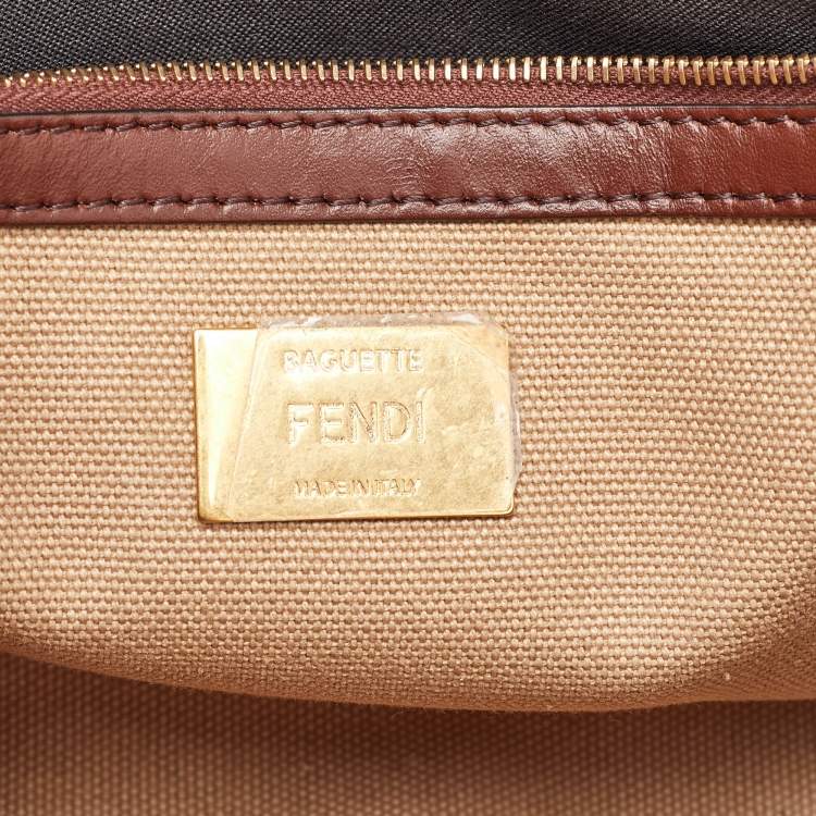 Pre Owned Fendi Beige/Brown Zucca Embroidered Canvas and Leather NM Baguette Bag