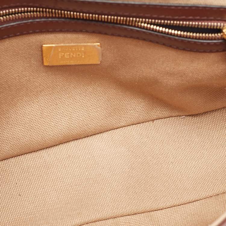 Pre Owned Fendi Beige/Brown Zucca Embroidered Canvas and Leather NM Baguette Bag