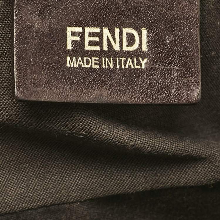 Pre Owned Fendi Green Zucchino Coated Canvas Forever Baguette Bag