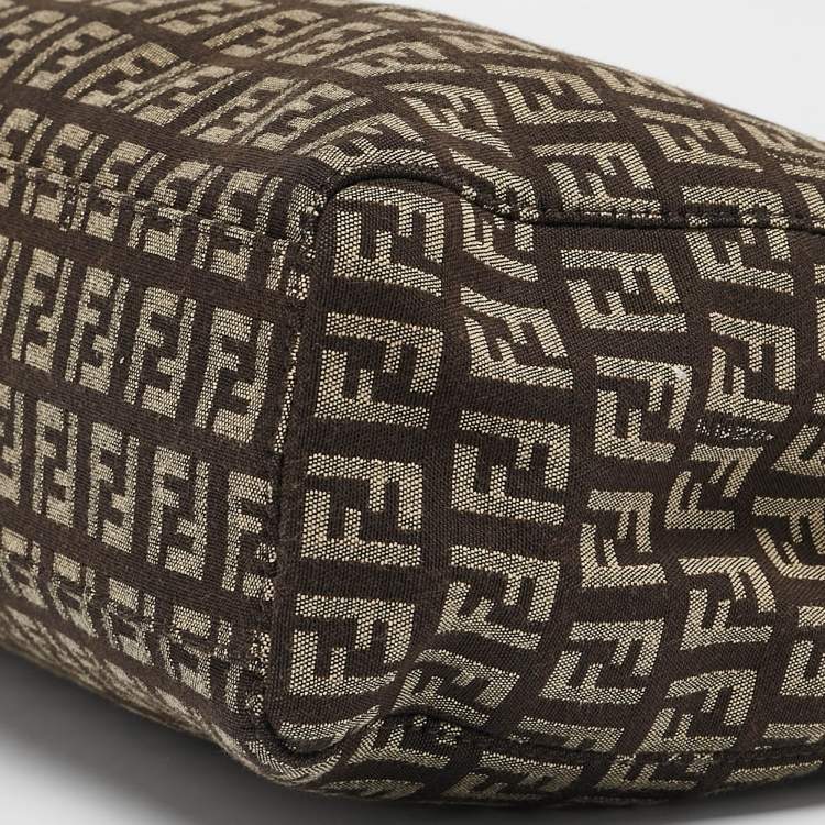Pre Owned Fendi Brown Zucchino Canvas Small Shopper Tote