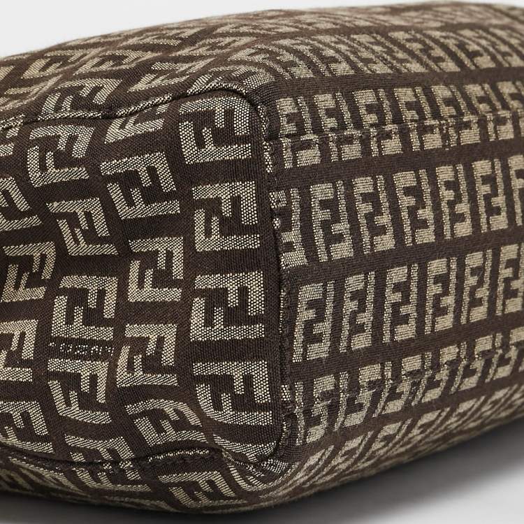 Pre Owned Fendi Brown Zucchino Canvas Small Shopper Tote