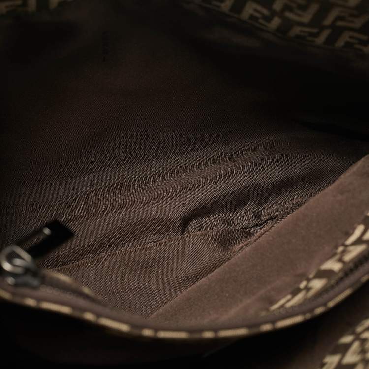 Pre Owned Fendi Brown Zucchino Canvas Small Shopper Tote