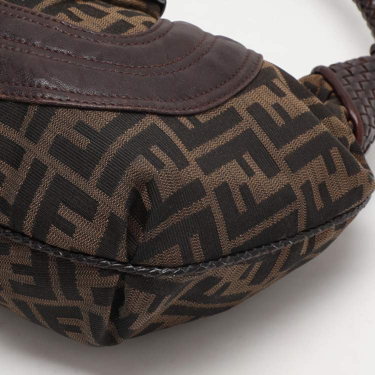Pre Owned Fendi Brown Zucca Canvas and Leather Spy Hobo 