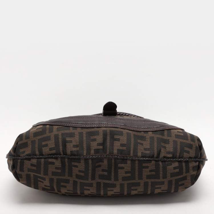 Pre Owned Fendi Brown Zucca Canvas and Leather Spy Hobo 