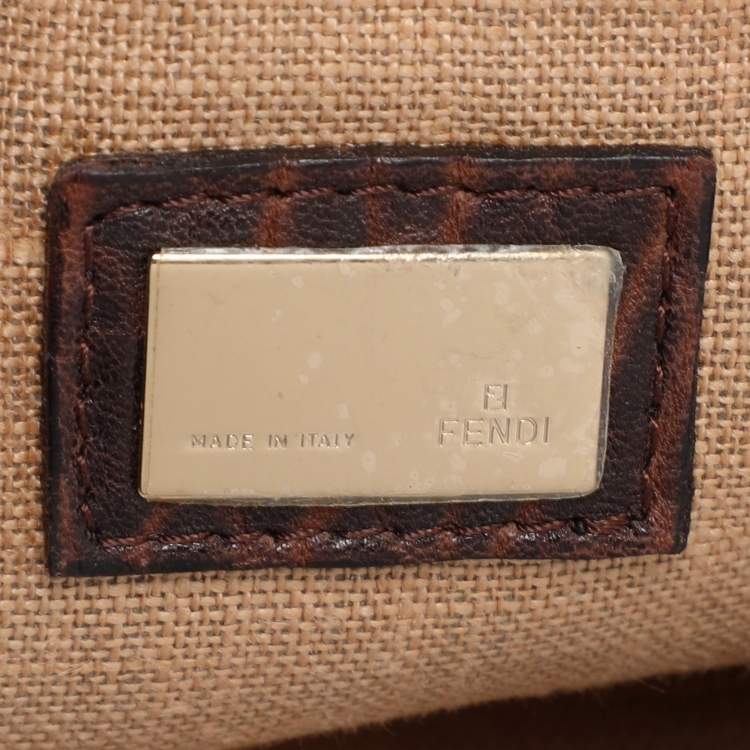 Pre Owned Fendi Brown Zucca Canvas and Leather Spy Hobo 