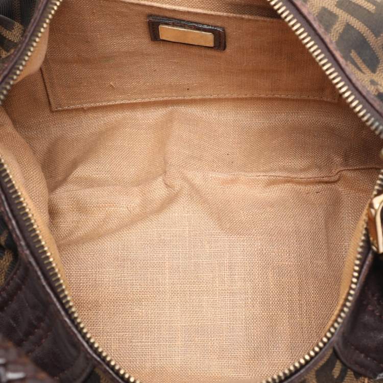 Pre Owned Fendi Brown Zucca Canvas and Leather Spy Hobo 