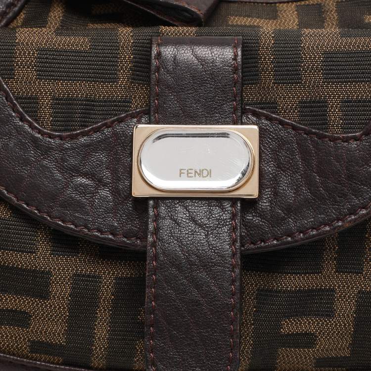 Pre Owned Fendi Brown Zucca Canvas and Leather Spy Hobo 