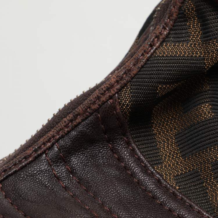 Pre Owned Fendi Brown Zucca Canvas and Leather Spy Hobo 