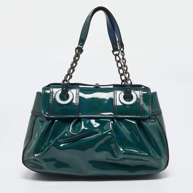 Pre Owned Fendi Blue Patent Leather B Shoulder Bag
