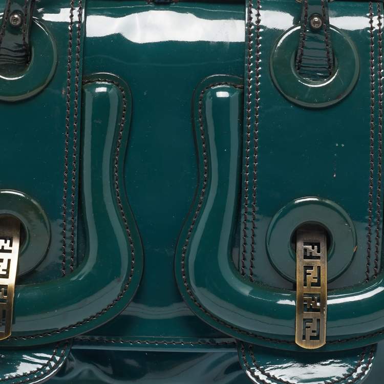 Pre Owned Fendi Blue Patent Leather B Shoulder Bag