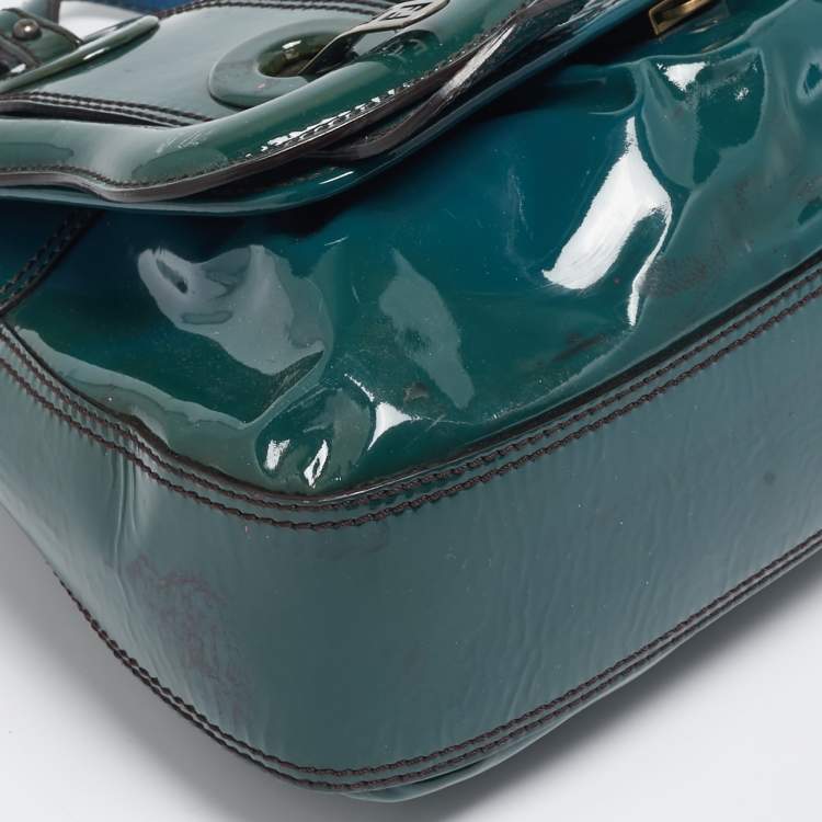 Pre Owned Fendi Blue Patent Leather B Shoulder Bag