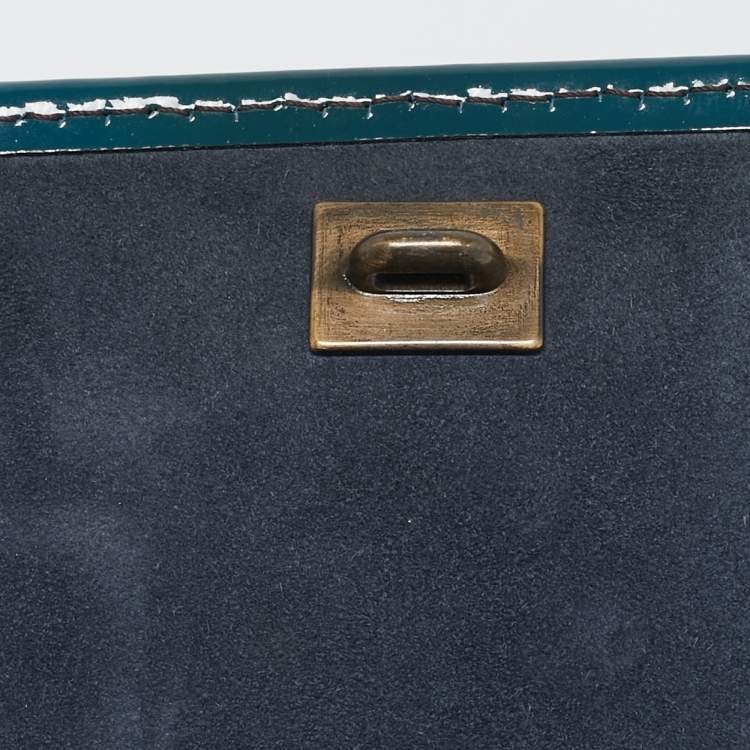 Pre Owned Fendi Blue Patent Leather B Shoulder Bag