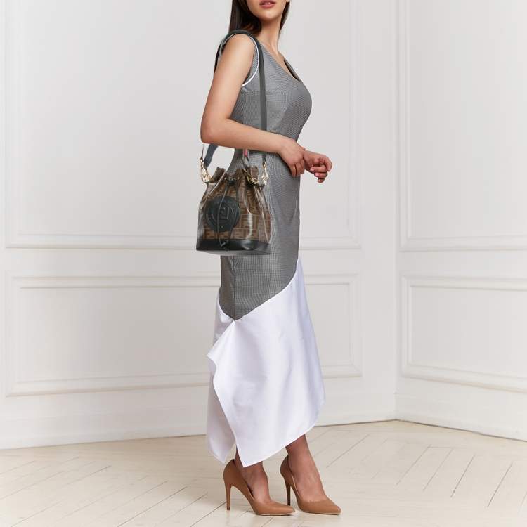 Pre Owned Fendi Brown FF Coated Canvas Grande Mon Tresor Bucket Bag
