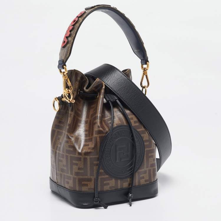 Pre Owned Fendi Brown FF Coated Canvas Grande Mon Tresor Bucket Bag