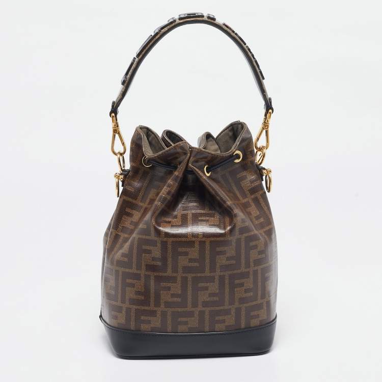 Pre Owned Fendi Brown FF Coated Canvas Grande Mon Tresor Bucket Bag
