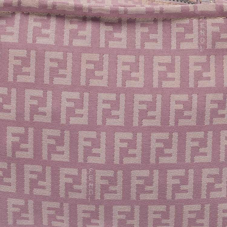 Pre Owned Fendi Purple Zucchino Canvas and Leather Satchel