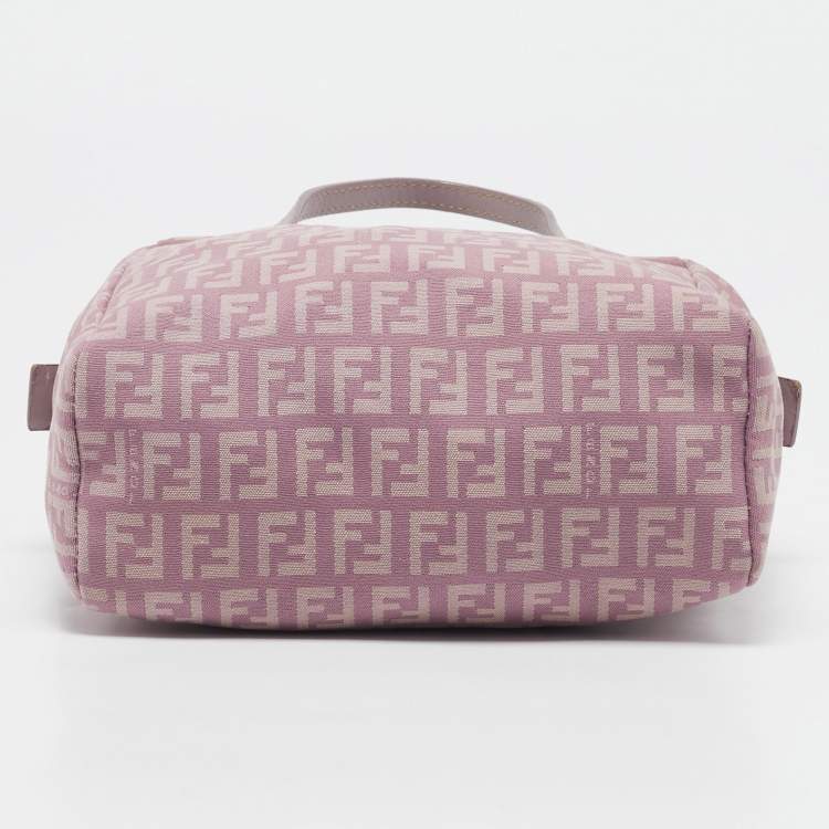 Pre Owned Fendi Purple Zucchino Canvas and Leather Satchel
