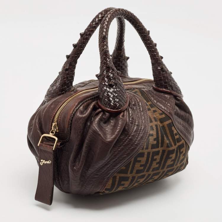 Pre Owned Fendi Tobacco Zucca Canvas and Leather Baby Spy Bag