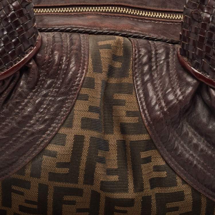 Pre Owned Fendi Tobacco Zucca Canvas and Leather Baby Spy Bag