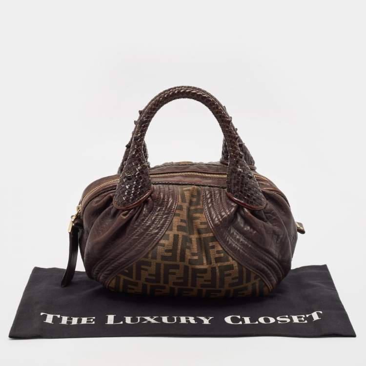 Pre Owned Fendi Tobacco Zucca Canvas and Leather Baby Spy Bag