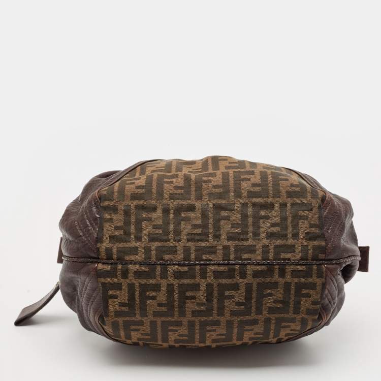Pre Owned Fendi Tobacco Zucca Canvas and Leather Baby Spy Bag