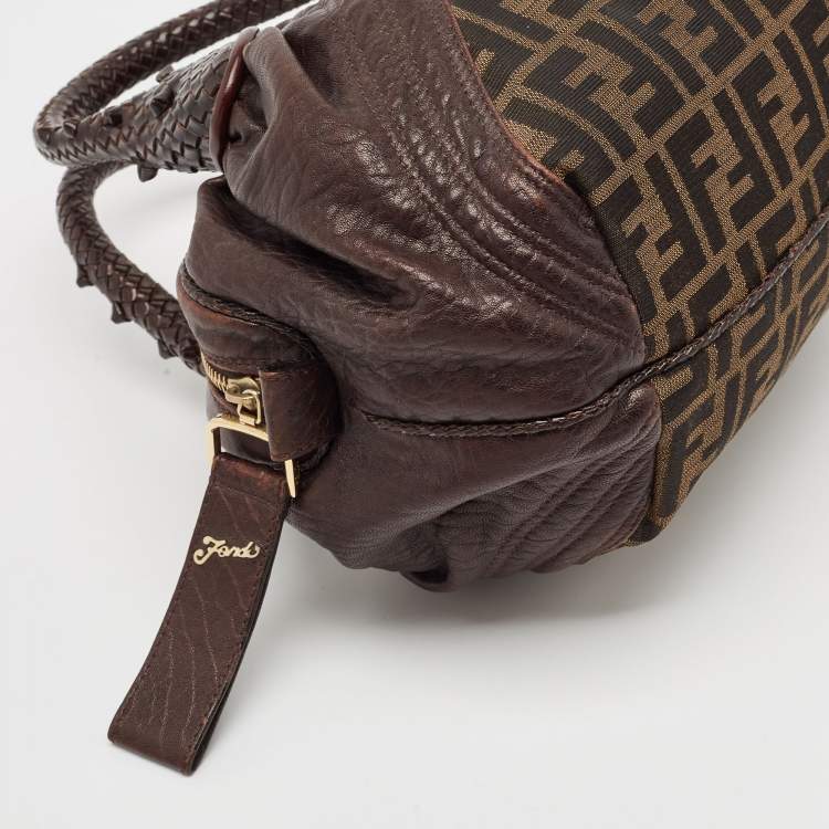 Pre Owned Fendi Tobacco Zucca Canvas and Leather Baby Spy Bag