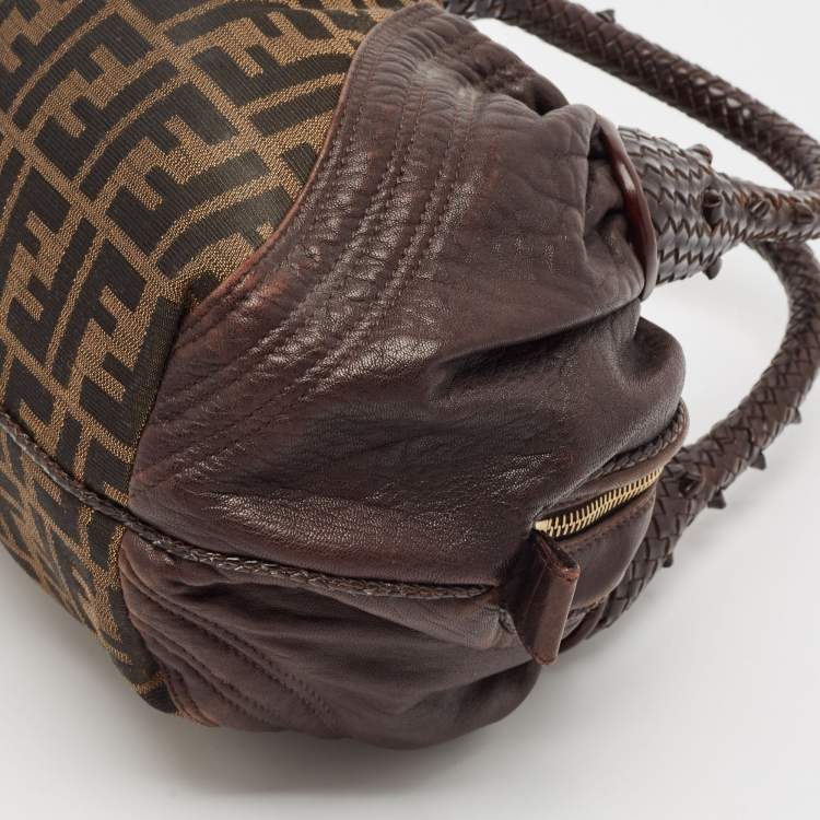 Pre Owned Fendi Tobacco Zucca Canvas and Leather Baby Spy Bag