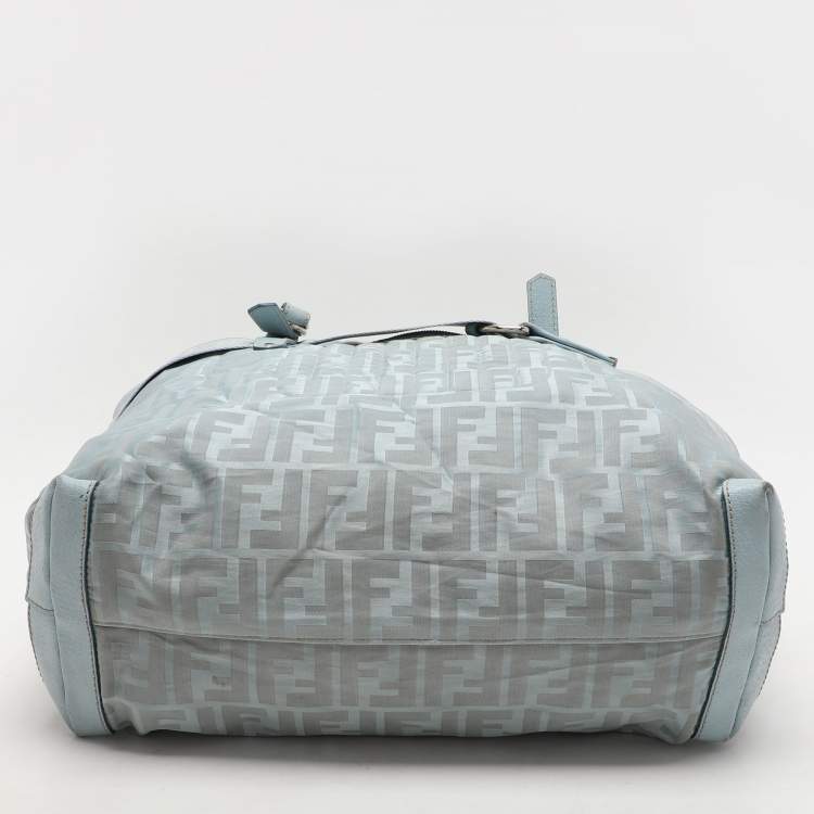 Pre Owned Fendi Light Blue Nylon Tote