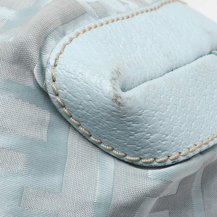 Pre Owned Fendi Light Blue Nylon Tote