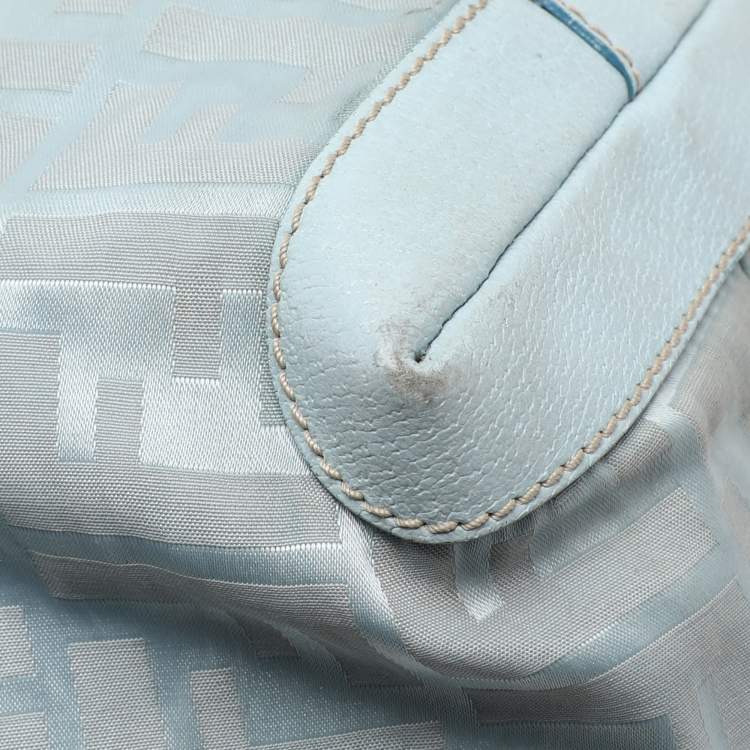 Pre Owned Fendi Light Blue Nylon Tote