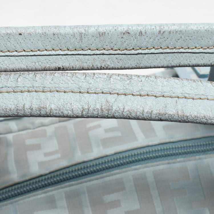 Pre Owned Fendi Light Blue Nylon Tote