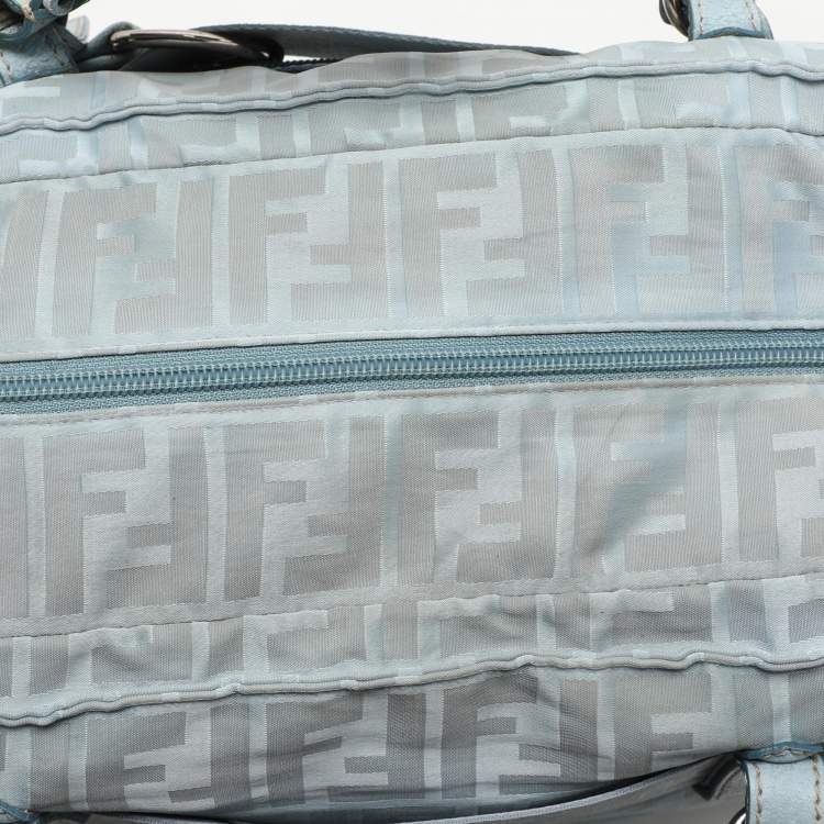 Pre Owned Fendi Light Blue Nylon Tote