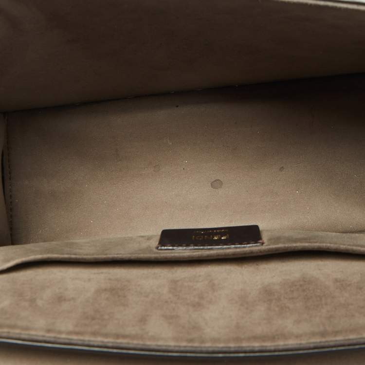 Pre Owned Fendi Brown/Black Zucca Embossed Leather Kan I F Top Handle Bag
