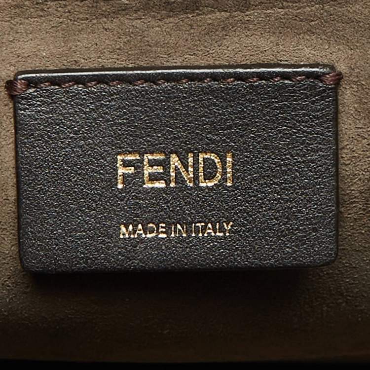 Pre Owned Fendi Brown/Black Zucca Embossed Leather Kan I F Top Handle Bag