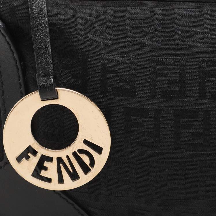 Pre Owned Fendi Black Canvas and Leather Chef Baguette Bag