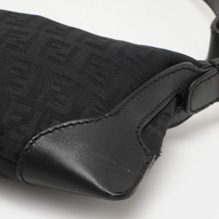 Pre Owned Fendi Black Canvas and Leather Chef Baguette Bag
