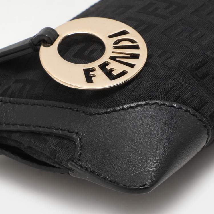 Pre Owned Fendi Black Canvas and Leather Chef Baguette Bag