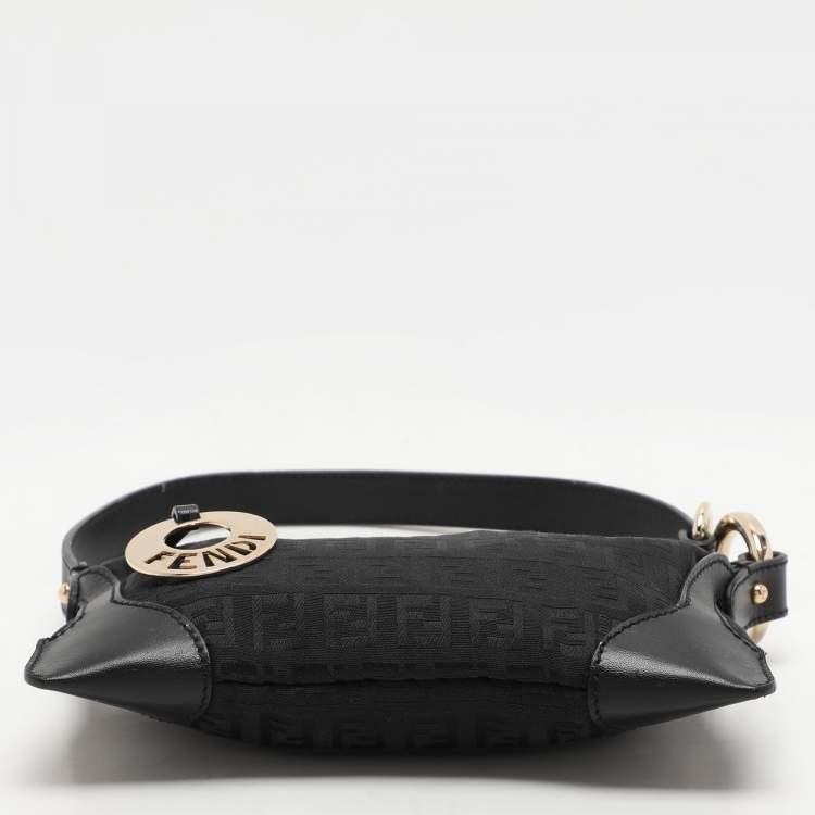 Pre Owned Fendi Black Canvas and Leather Chef Baguette Bag