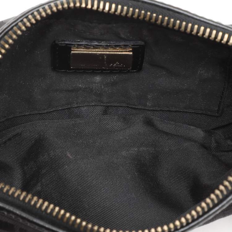 Pre Owned Fendi Black Canvas and Leather Chef Baguette Bag